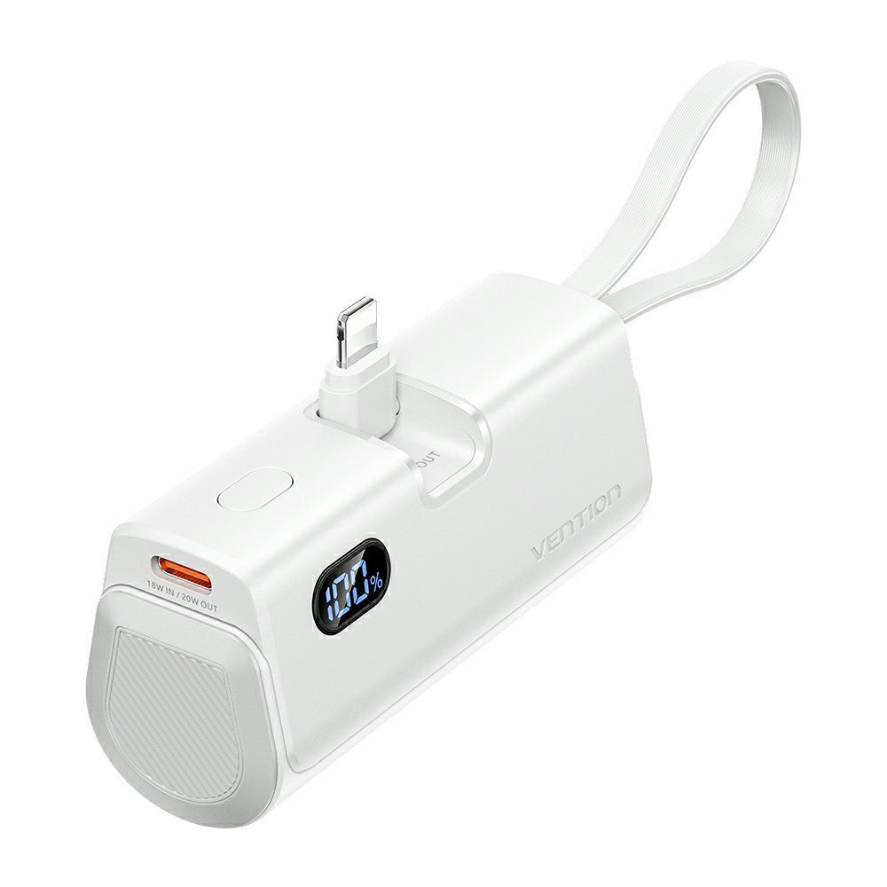 VENTION FHR Series 4800mAh Power Bank 22.5W Fast Charging Portable Charger with Foldable iP Plug and Type C Cable