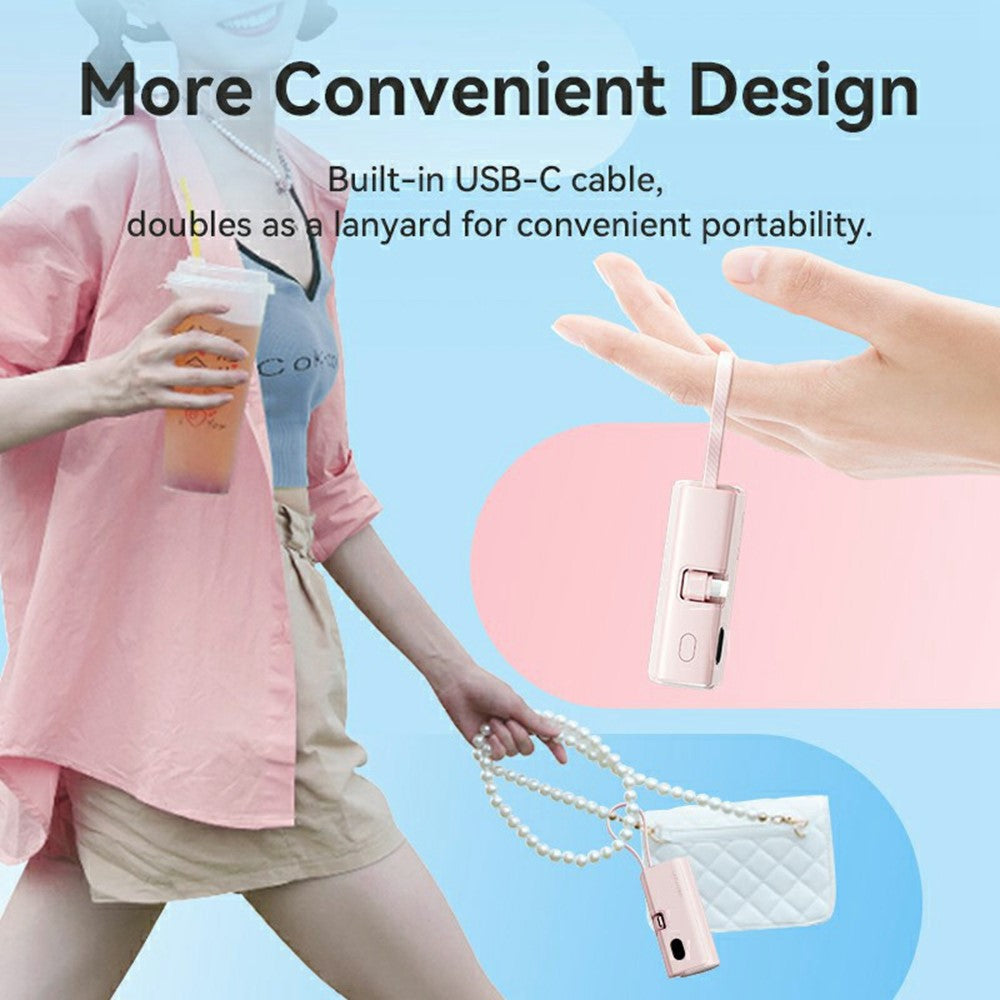 VENTION FHR Series 4800mAh Power Bank 22.5W Fast Charging Portable Charger with Foldable iP Plug and Type C Cable