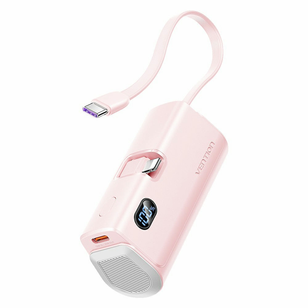 VENTION FHR Series 4800mAh Power Bank 22.5W Fast Charging Portable Charger with Foldable iP Plug and Type C Cable