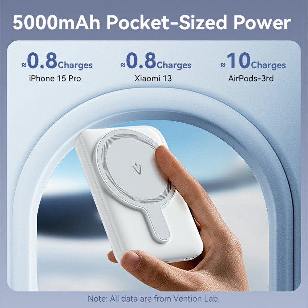 VENTION FHS Series 5000mAh Magnetic Wireless Charging Power Bank with 20W Type C Output
