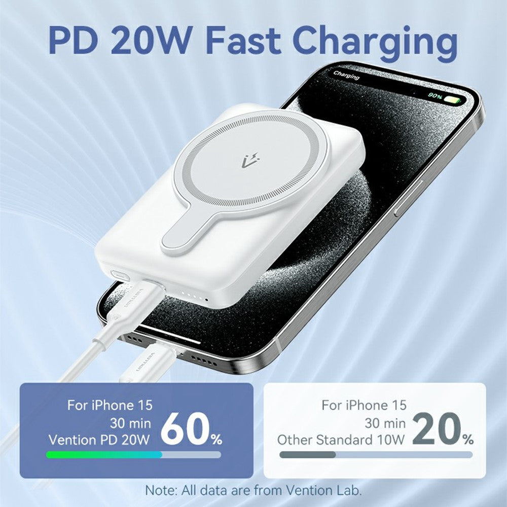 VENTION FHS Series 5000mAh Magnetic Wireless Charging Power Bank with 20W Type C Output