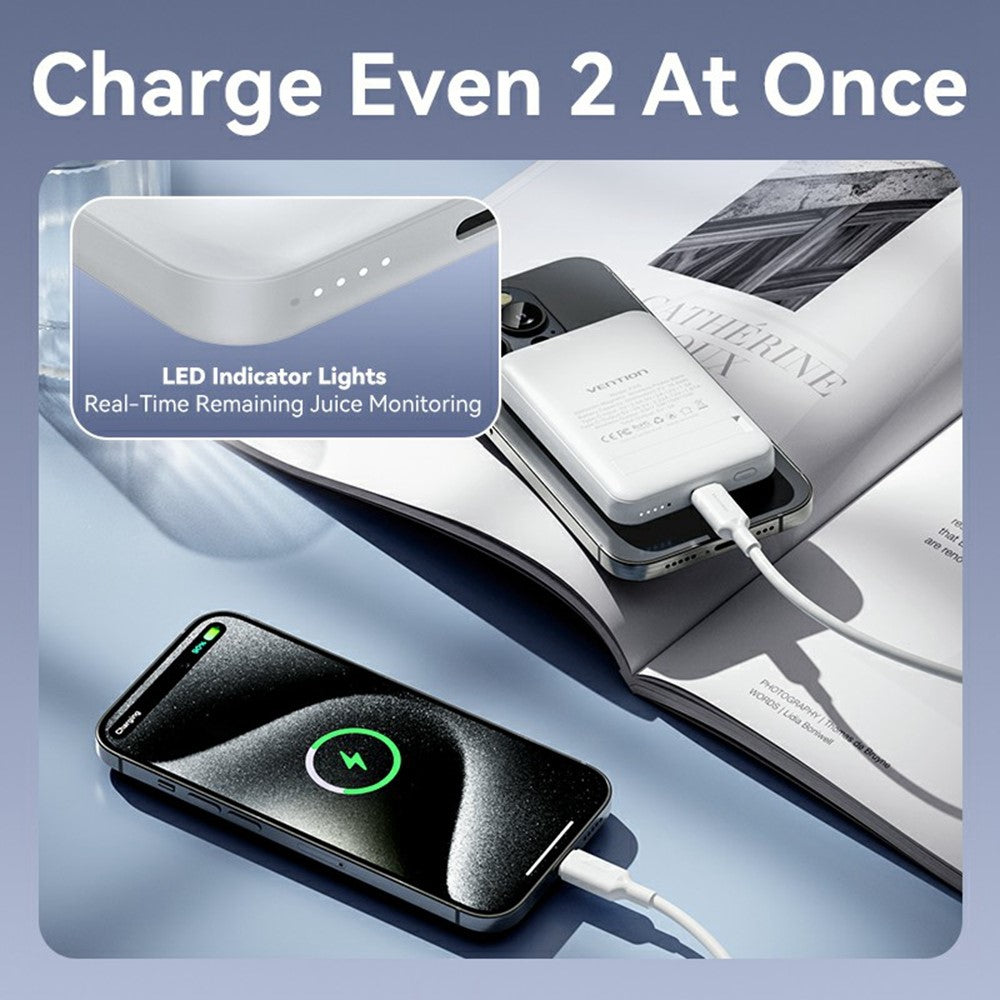 VENTION FHS Series 5000mAh Magnetic Wireless Charging Power Bank with 20W Type C Output