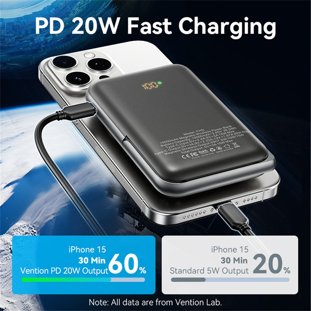 VENTION FHN Series 10000mAh Magnetic Wireless Charging Power Bank 20W Fast Charging Portable Charger