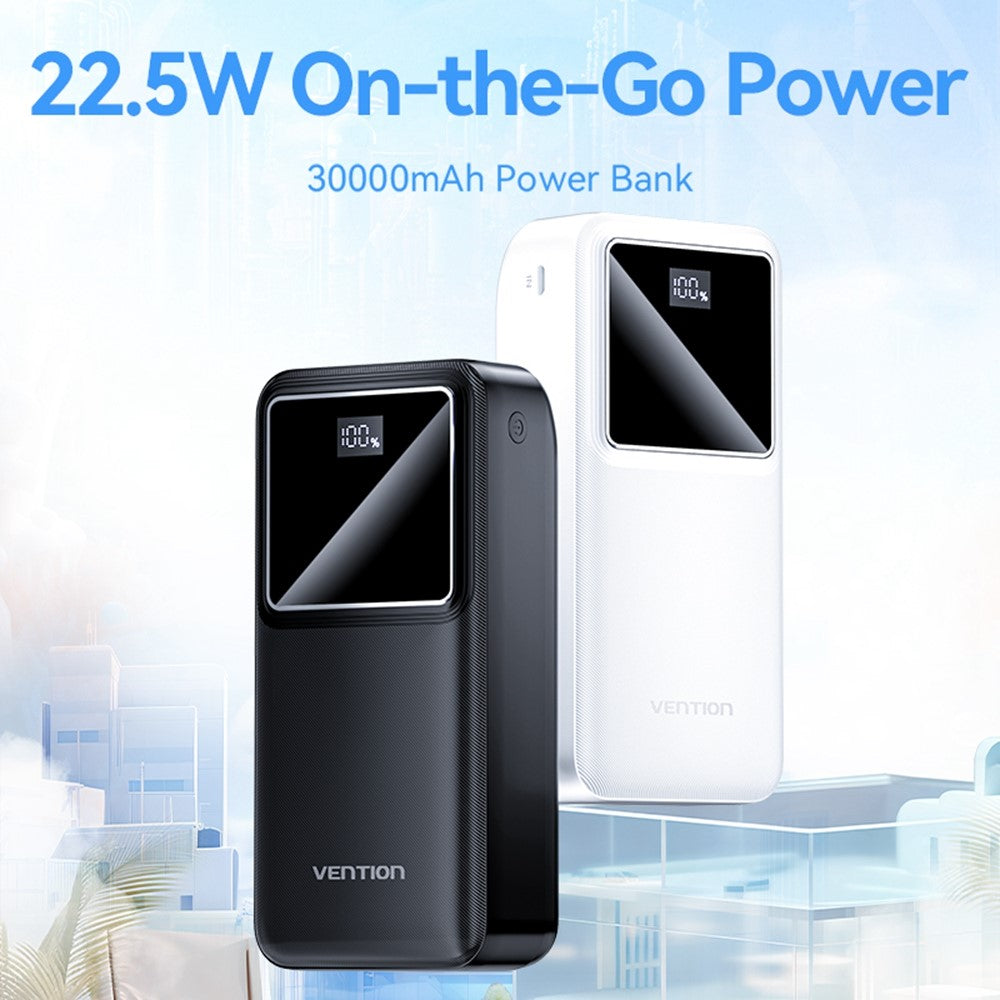 VENTION FHM Series 30000mAh Power Bank 22.5W Fast Charging Portable Charger with Type C + Dual USB Output