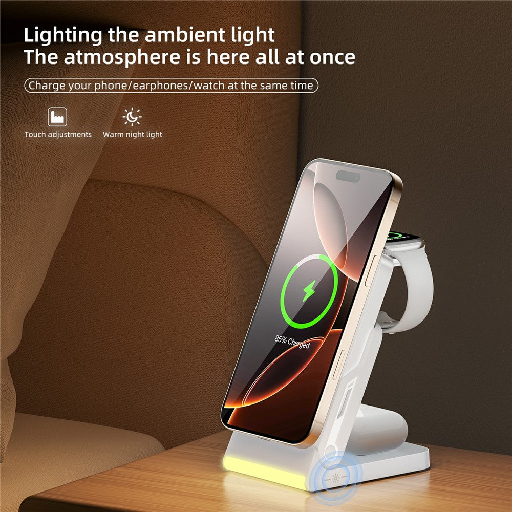 3-in-1 Magnetic Wireless Charger with 10000mAh Power Bank – Phone, Watch & Earphone