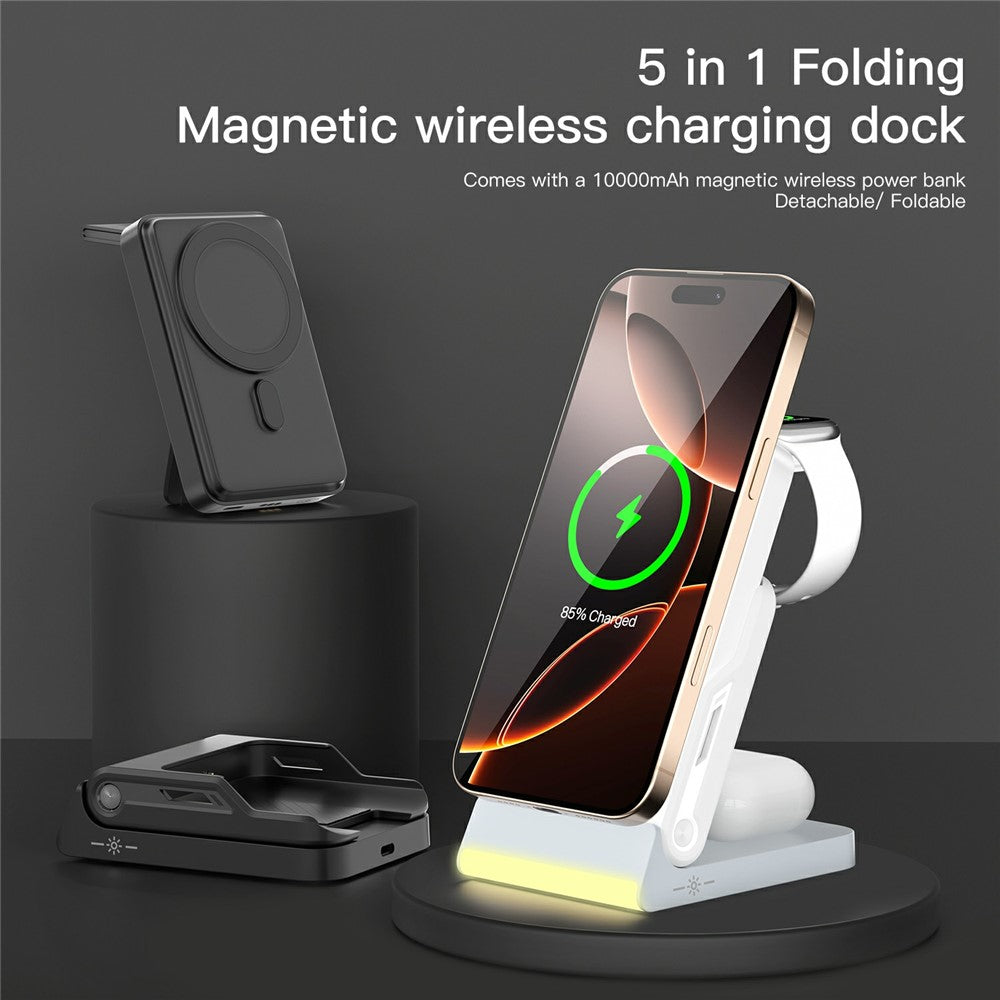 3-in-1 Magnetic Wireless Charger with 10000mAh Power Bank – Phone, Watch & Earphone
