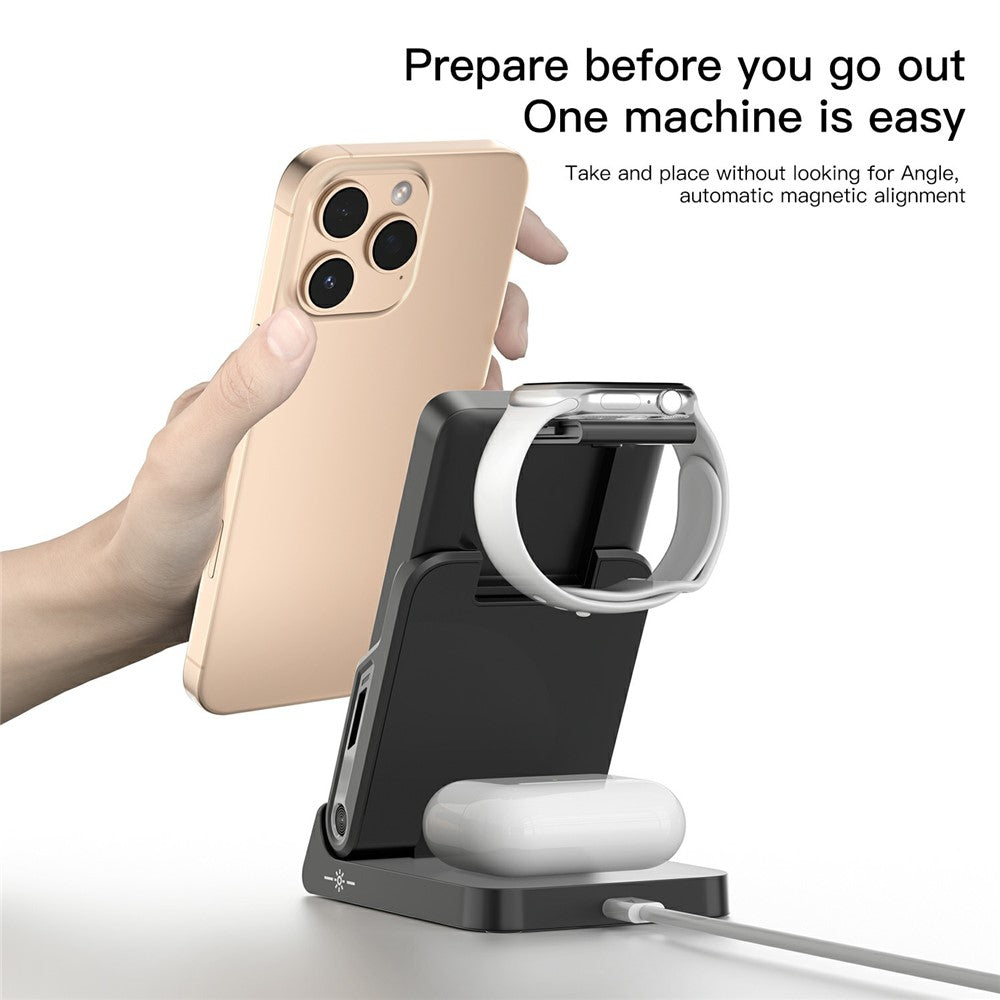 3-in-1 Magnetic Wireless Charger with 10000mAh Power Bank – Phone, Watch & Earphone
