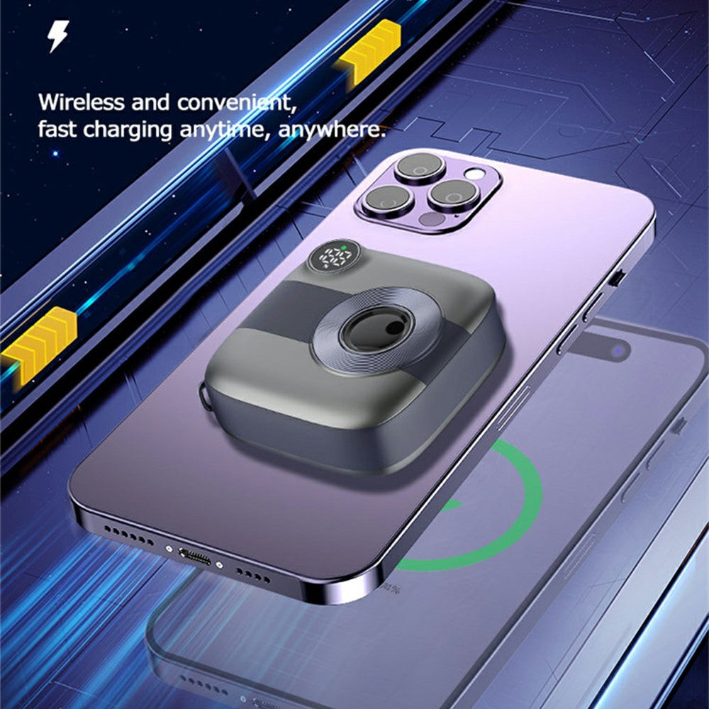 E49B Camera Shape 10000mAh Magnetic Power Bank 15W Wireless Charging Phone Charger