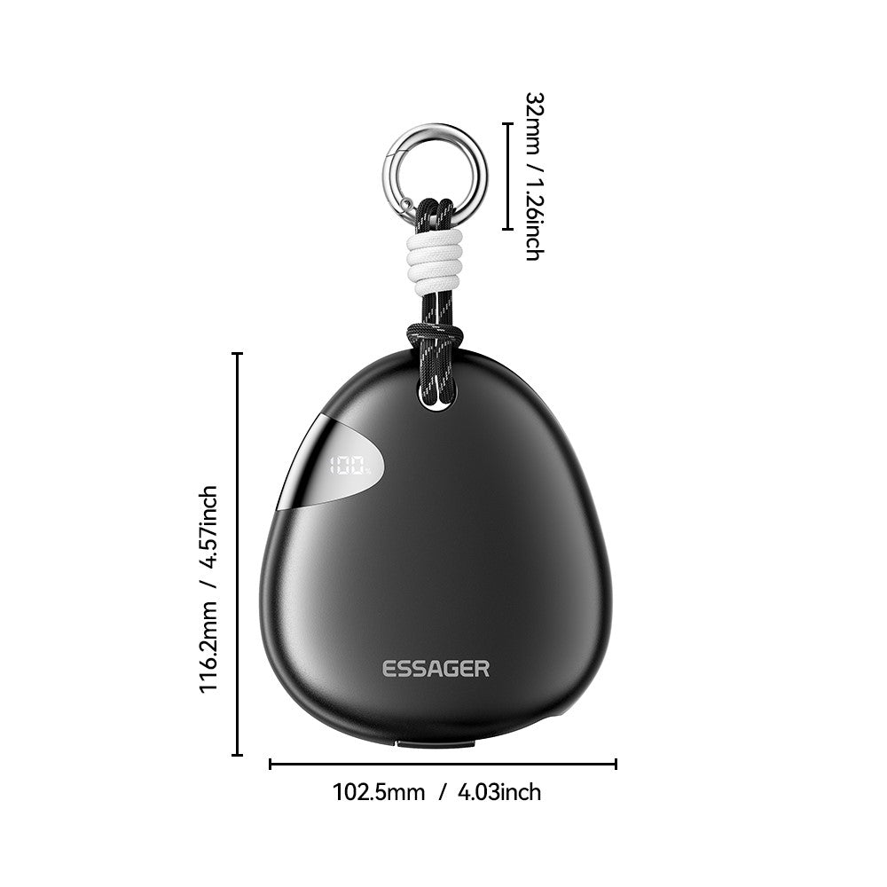 ESSAGER 10000mAh 22.5W Fast Charging Power Bank with Retractable Type-C Cable Large Capacity Battery Pack