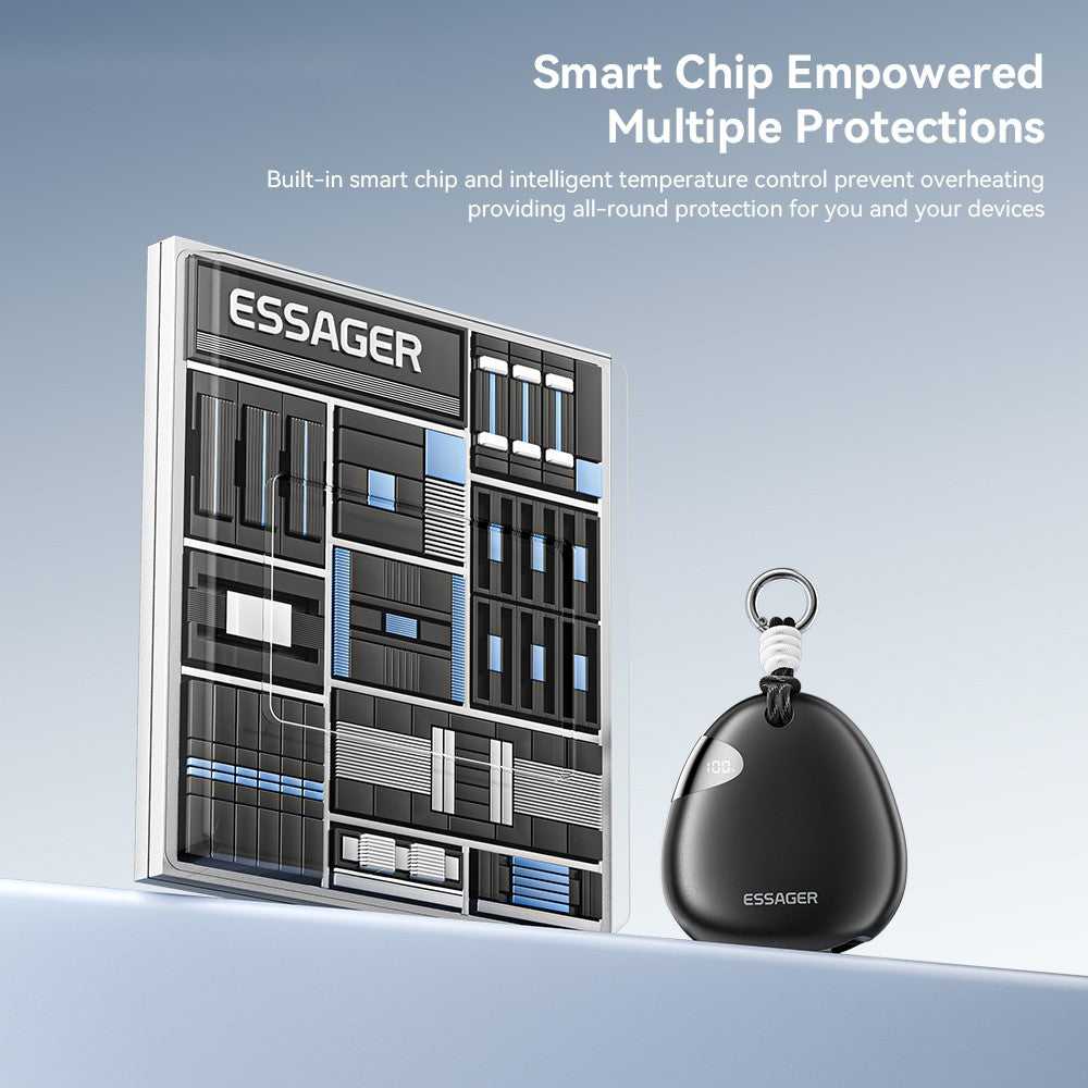 ESSAGER 10000mAh 22.5W Fast Charging Power Bank with Retractable Type-C Cable Large Capacity Battery Pack