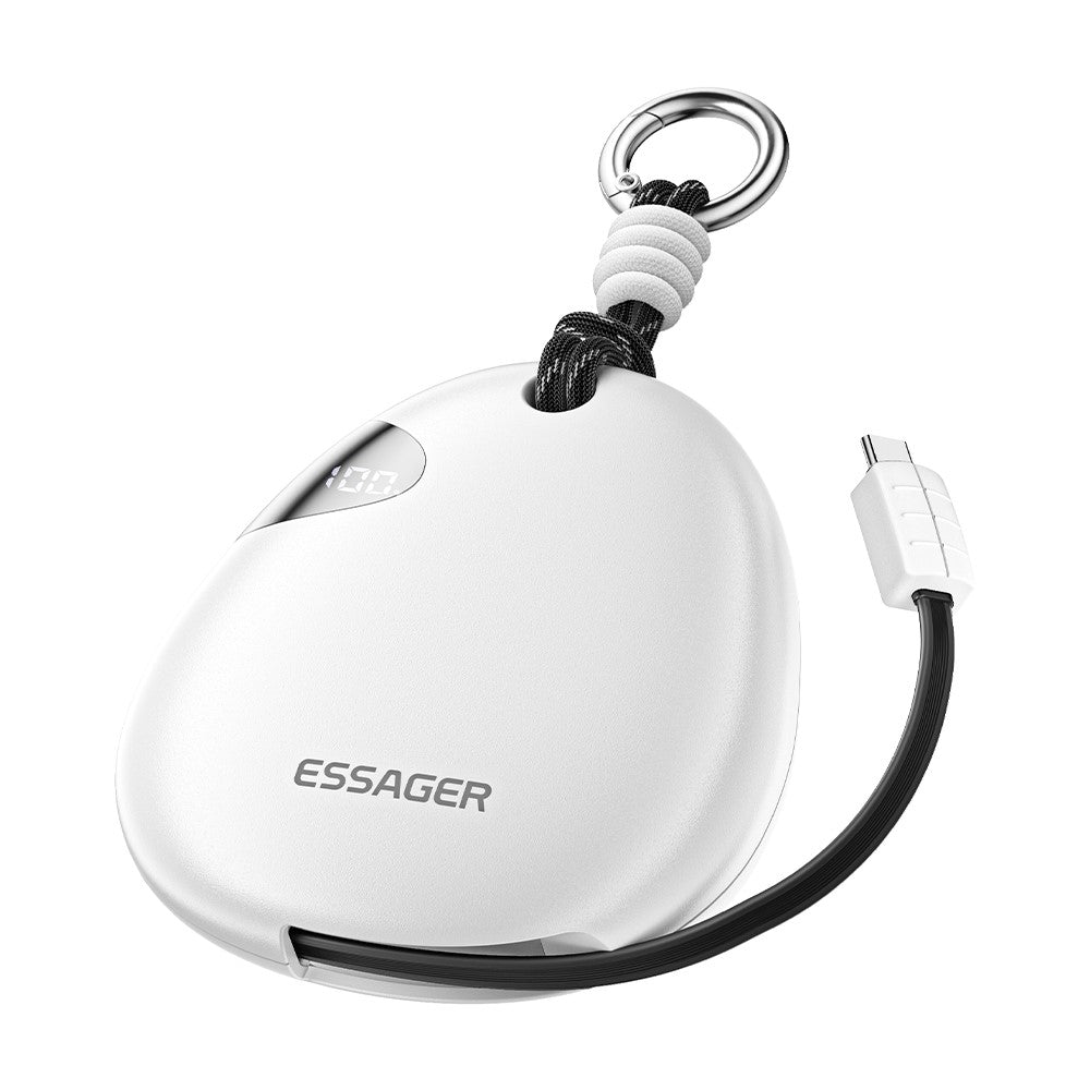 ESSAGER 10000mAh 22.5W Fast Charging Power Bank with Retractable Type-C Cable Large Capacity Battery Pack