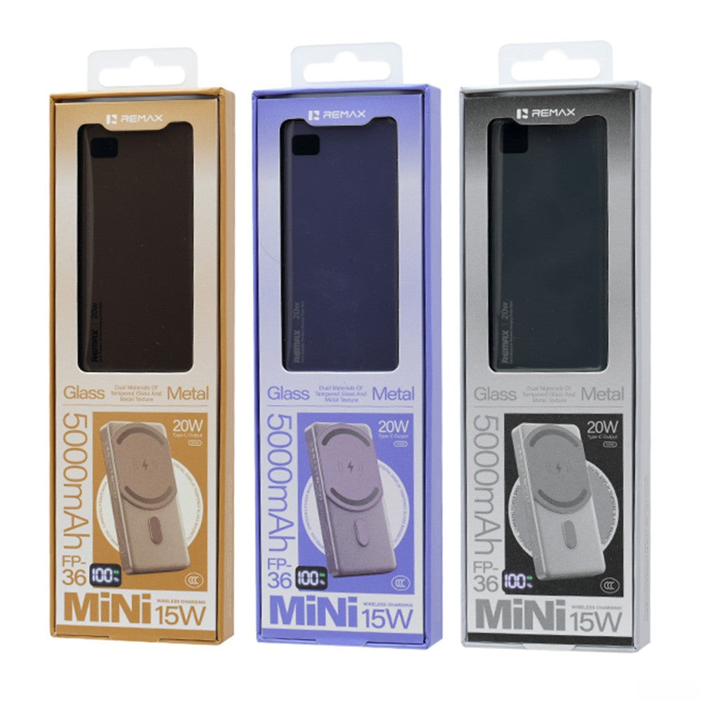 REMAX FP-36 PD20 5000mAh Digital Display Power Bank Fast Charging Magnetic Wireless Charger