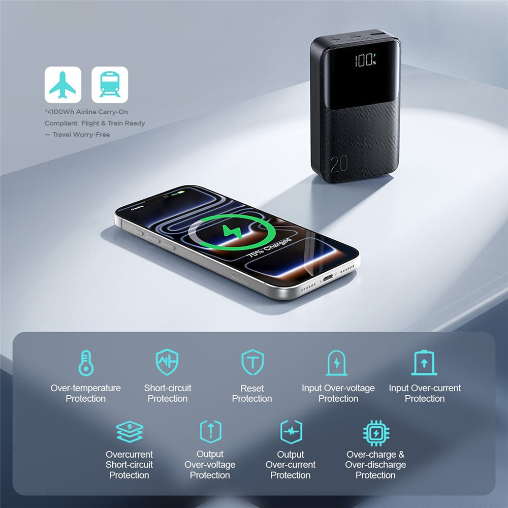 JOYROOM R-QP192 20000mAh Power Bank 22.5W Fast Charging Digital Display Mini Portable Charger