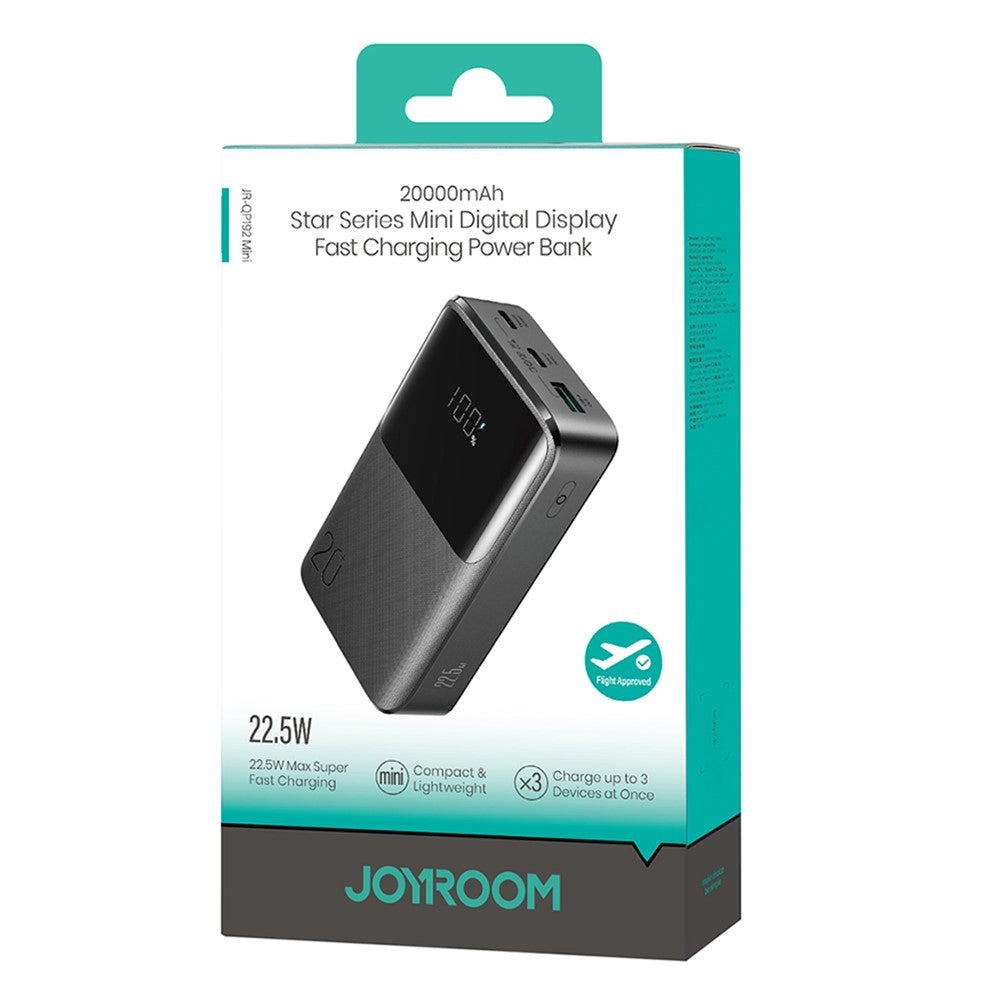 JOYROOM R-QP192 20000mAh Power Bank 22.5W Fast Charging Digital Display Mini Portable Charger