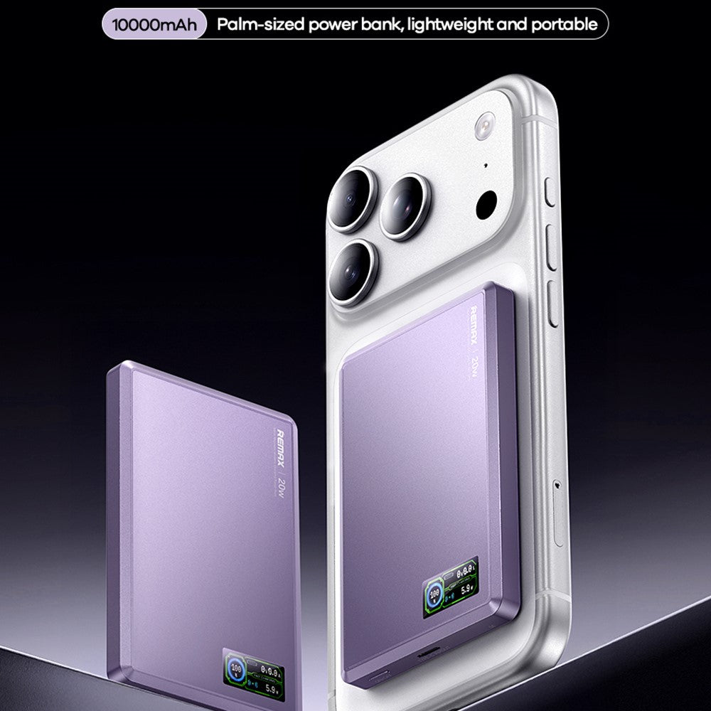 REMAX FP-37 Aurora 10000mAh Magnetic Wireless Charging Power Bank PD 20W Fast Charge Portable Charger with TFT Display