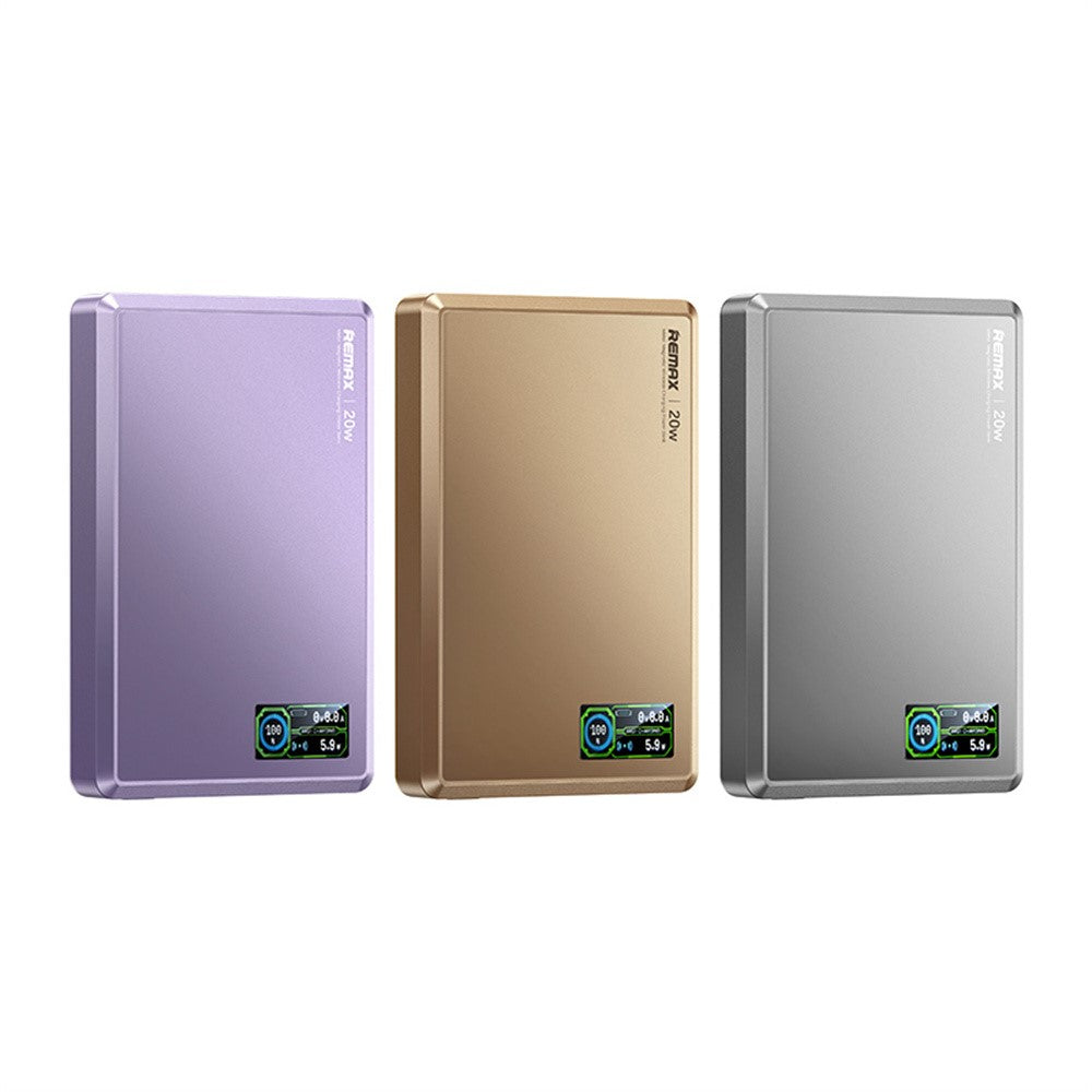 REMAX FP-37 Aurora 10000mAh Magnetic Wireless Charging Power Bank PD 20W Fast Charge Portable Charger with TFT Display