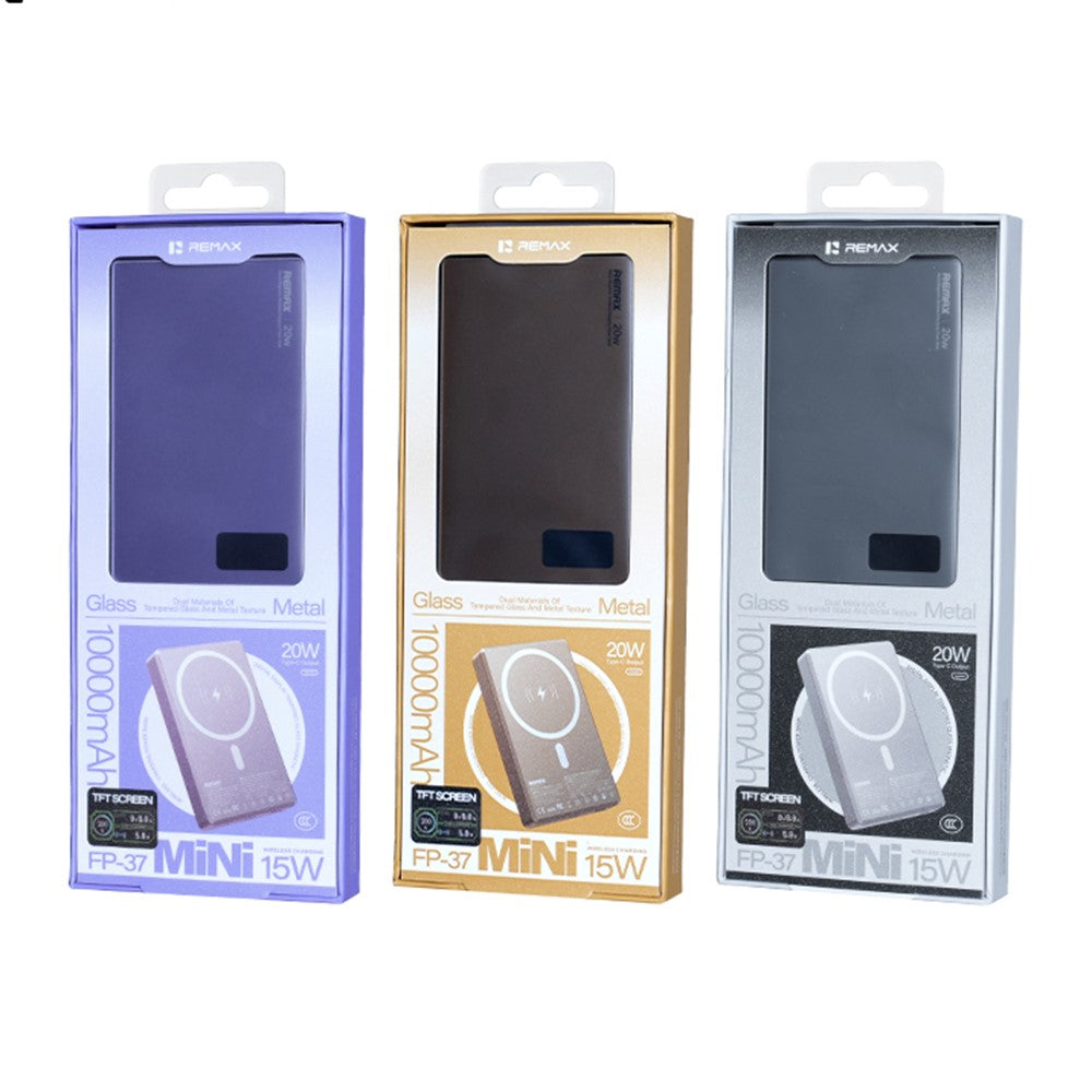 REMAX FP-37 Aurora 10000mAh Magnetic Wireless Charging Power Bank PD 20W Fast Charge Portable Charger with TFT Display