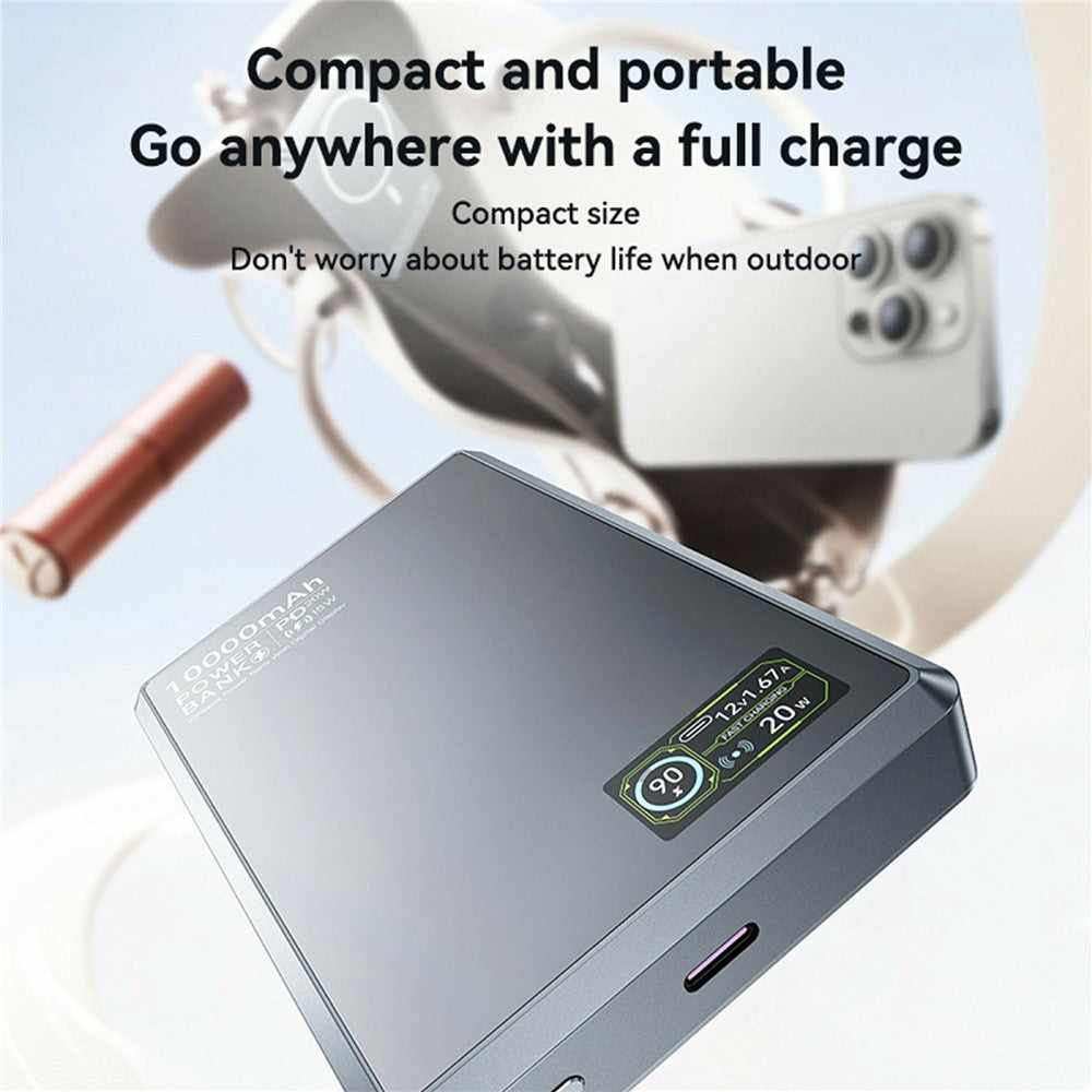 YESIDO YP91 10000mAh 20W PD Fast Charging Power Bank Magnetic Wireless Charger with Dynamic TFT Display