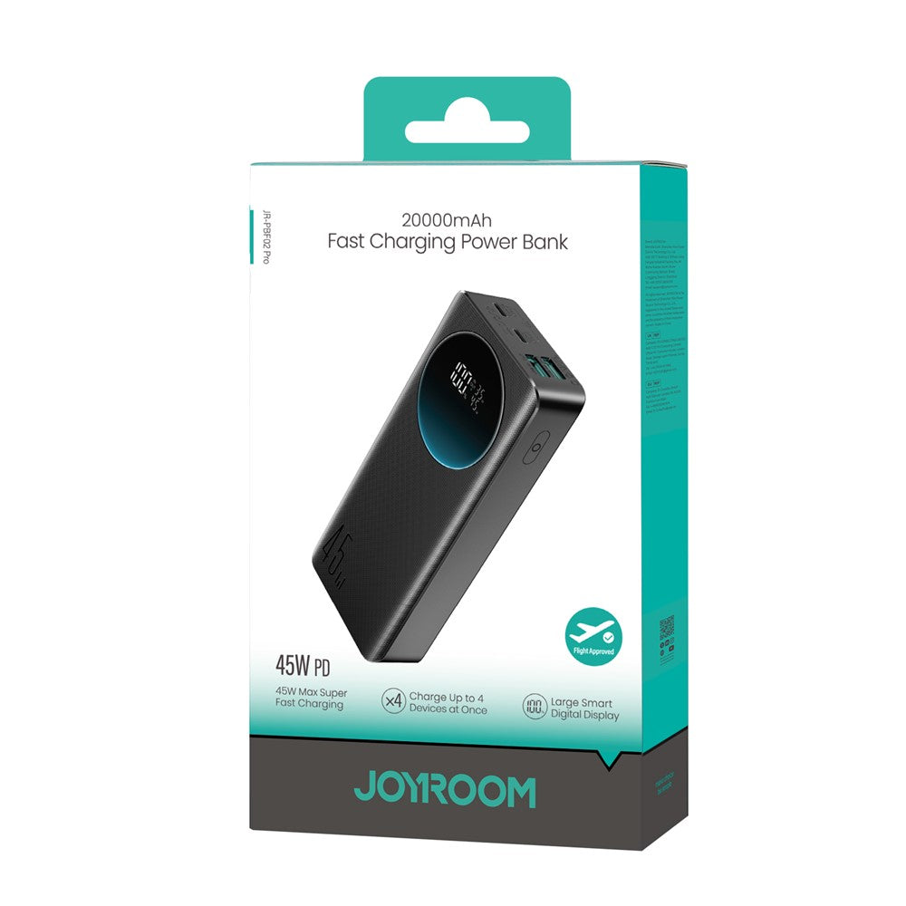 JOYROOM JR-PBF02 Pro 20000mAh Power Bank 45W Fast Charging Digital Display Portable Charger with 4 Port Output