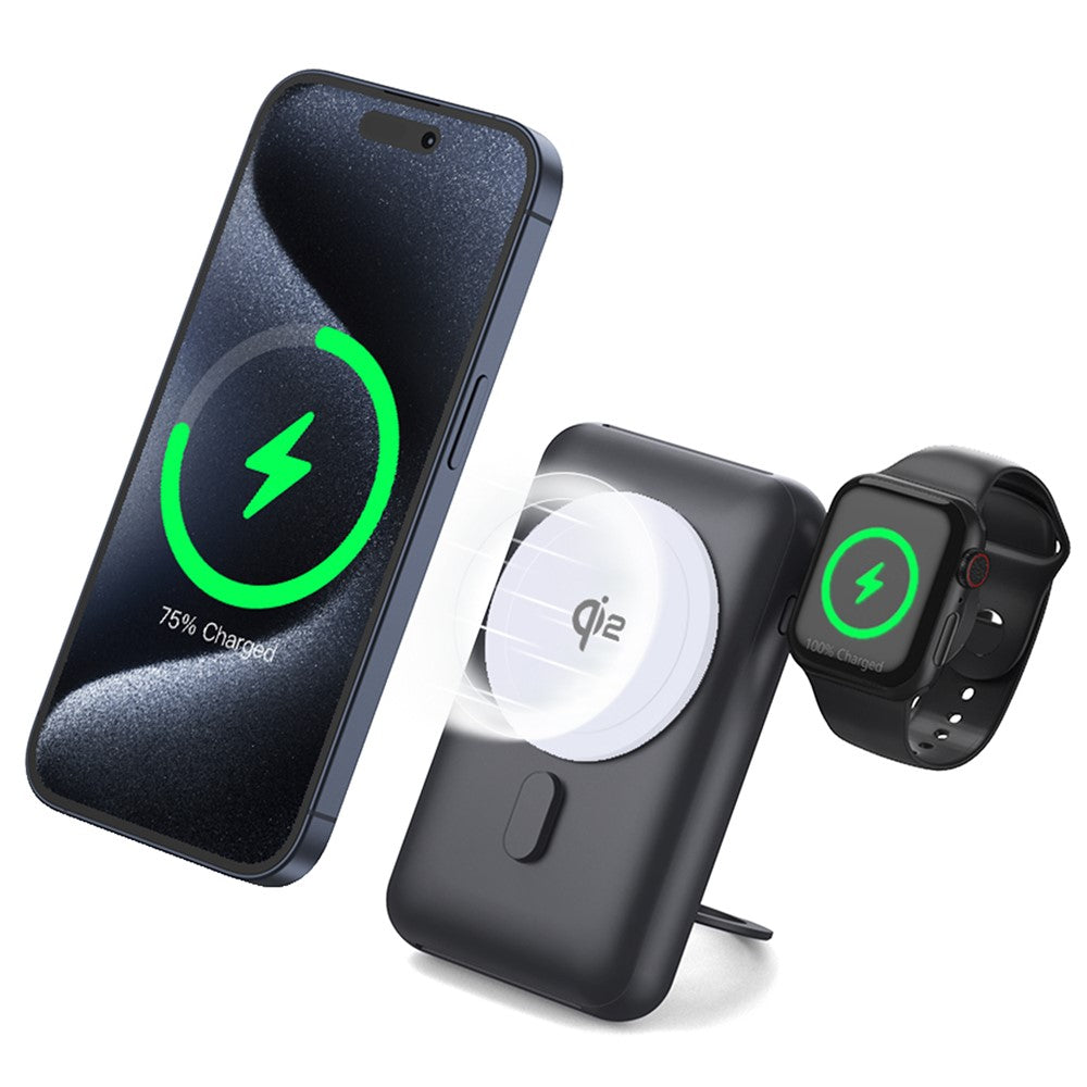 MP07 Qi2 10000mAh 3-in-1 Magnetic Power Bank Built-in Cable Wireless Charger for iPhone AirPods Apple Watch