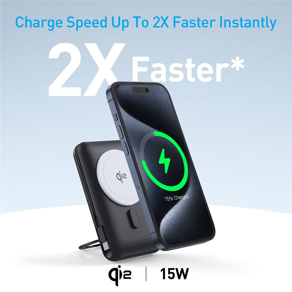 MP07 Qi2 10000mAh 3-in-1 Magnetic Power Bank Built-in Cable Wireless Charger for iPhone AirPods Apple Watch