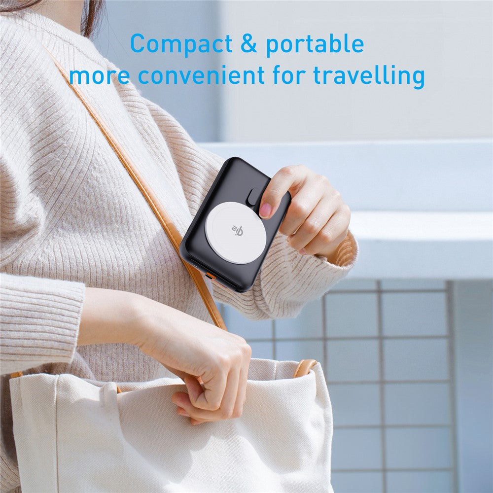 MP07 Qi2 10000mAh 3-in-1 Magnetic Power Bank Built-in Cable Wireless Charger for iPhone AirPods Apple Watch