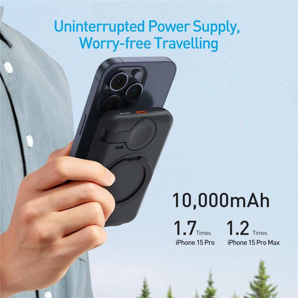 MP07 Qi2 10000mAh 3-in-1 Magnetic Power Bank Built-in Cable Wireless Charger for iPhone AirPods Apple Watch