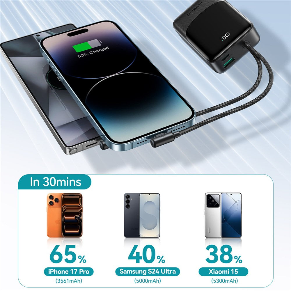 JOYROOM JR-PC1 Power Bank 10000mAh 22.5W Fast Charging with Built-in Dual Cables