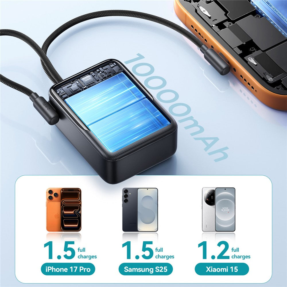JOYROOM JR-PC1 Power Bank 10000mAh 22.5W Fast Charging with Built-in Dual Cables