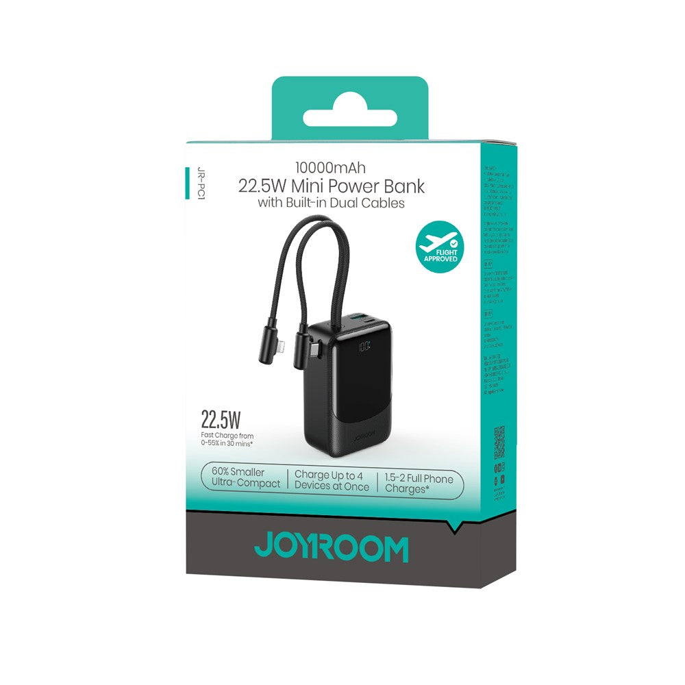 JOYROOM JR-PC1 Power Bank 10000mAh 22.5W Fast Charging with Built-in Dual Cables