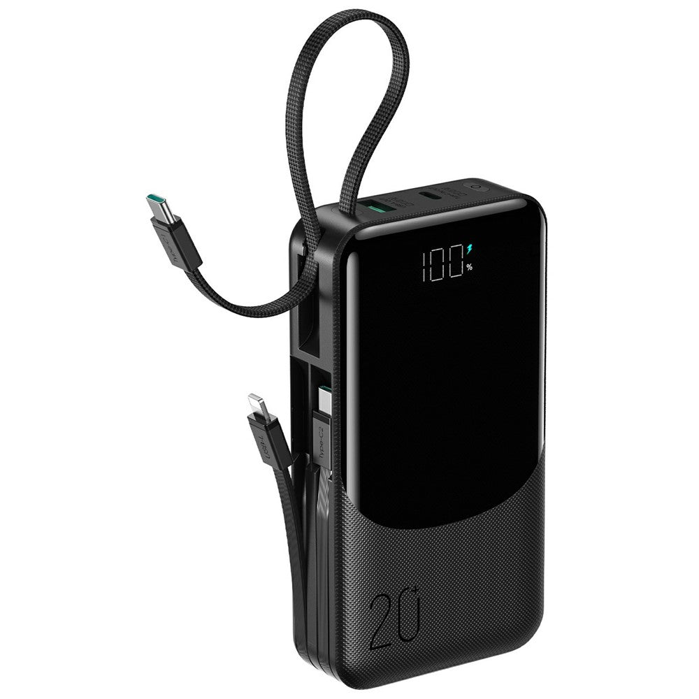 JOYROOM JR-PC2 20000mAh 22.5W Fast Charging Power Bank Built-in 3 Cables Digital Display Portable Charger