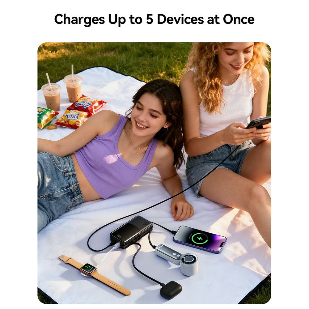 JOYROOM JR-PC2 20000mAh 22.5W Fast Charging Power Bank Built-in 3 Cables Digital Display Portable Charger