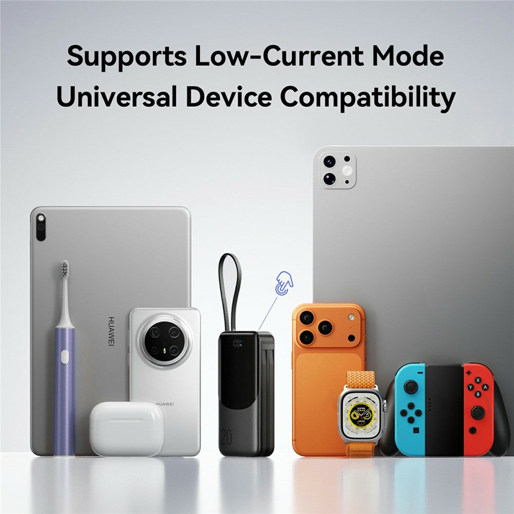 JOYROOM JR-PC2 20000mAh 22.5W Fast Charging Power Bank Built-in 3 Cables Digital Display Portable Charger