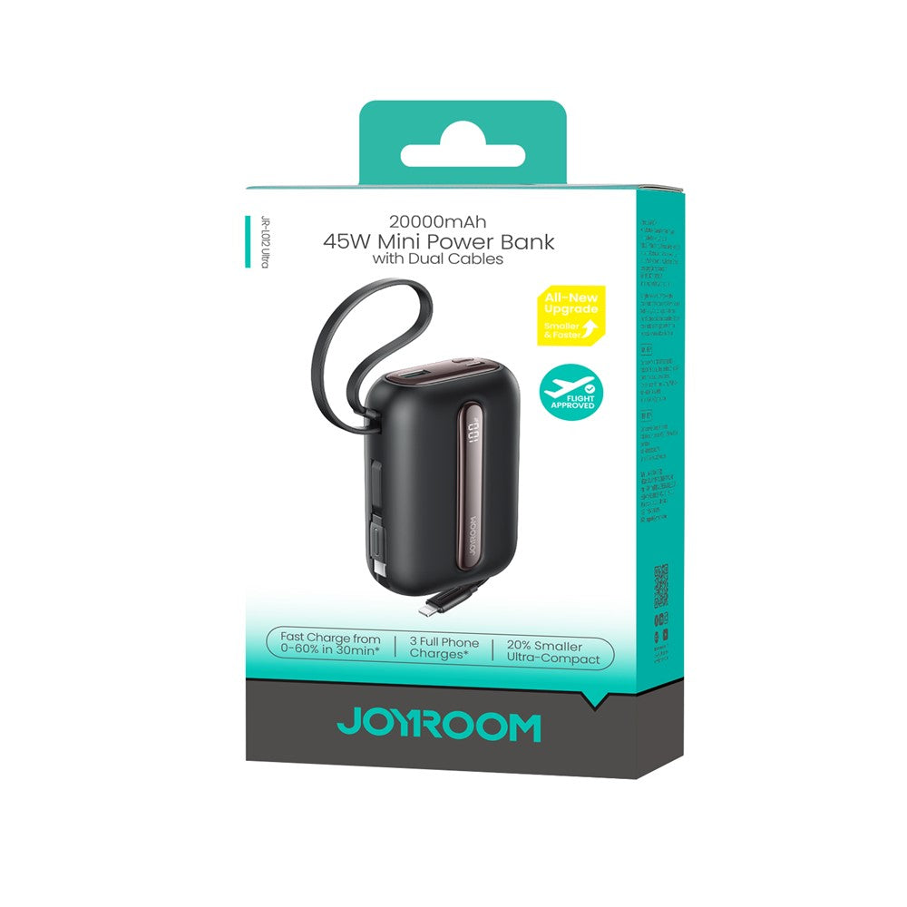 JOYROOM JR-L012 Ultra 20000mAh Power Bank 45W Fast Charging Portable Charger Built-in Type-C + iP Cables