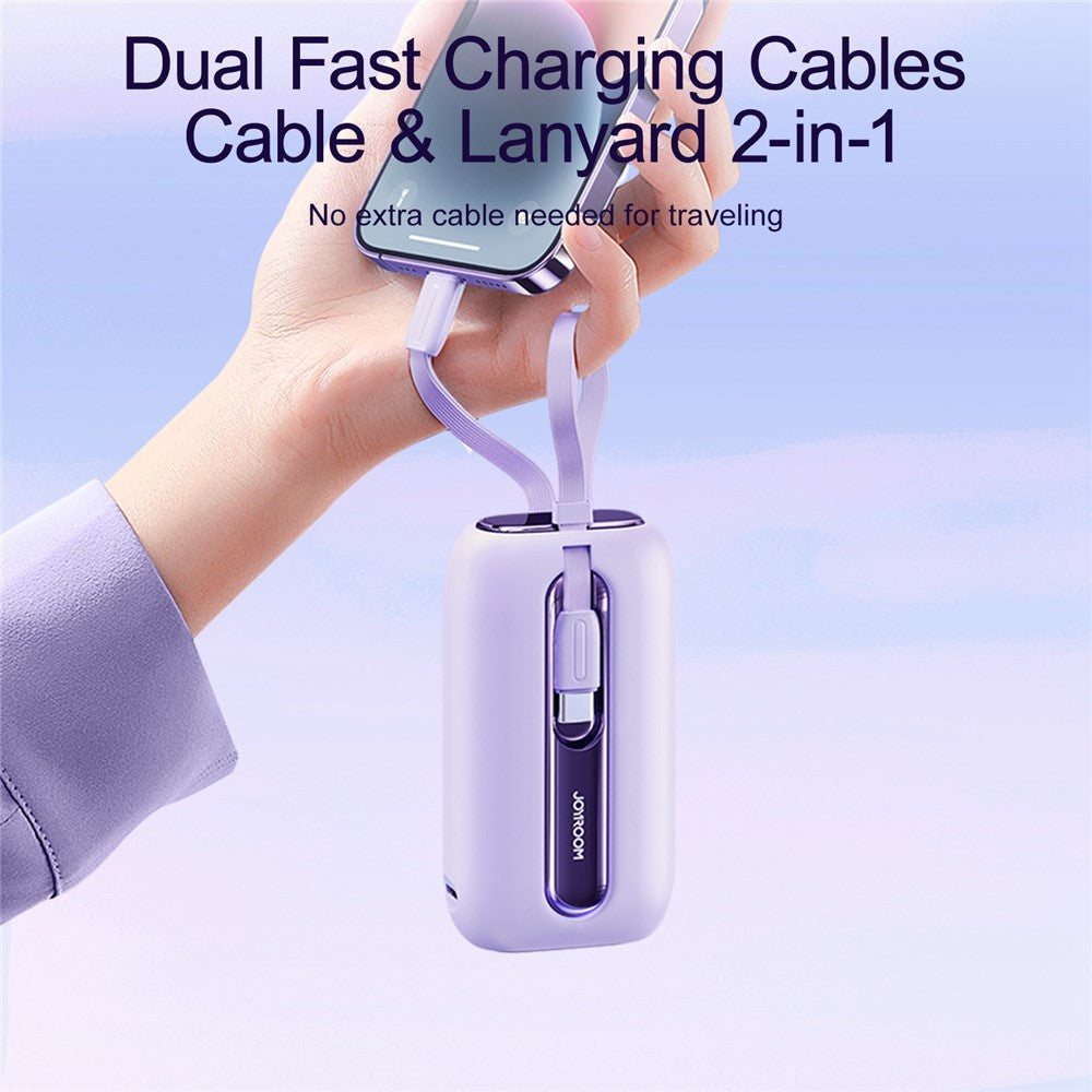 JOYROOM JR-L012 22.5W Fast Charging Power Bank 10000mAh Portable Charger Mini External Battery Pack Built-in iP+Type-C Cables