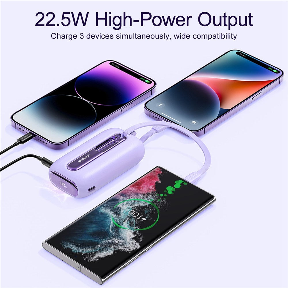JOYROOM JR-L012 22.5W Fast Charging Power Bank 10000mAh Portable Charger Mini External Battery Pack Built-in iP+Type-C Cables