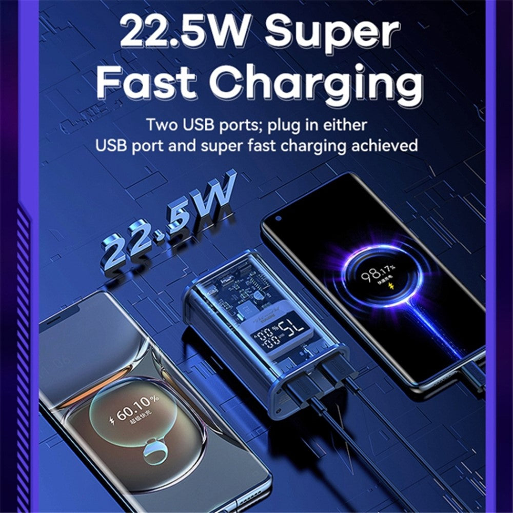 REMAX RPP-570 10000mAh Power Bank PD 20W Fast Charging Portable Charger Transparent Cell Phone External Battery Pack