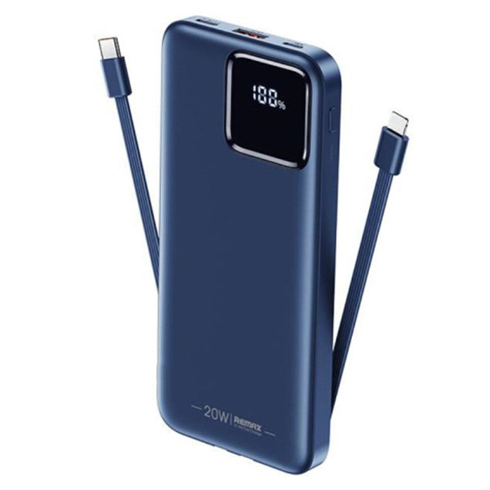 REMAX RPP-500 10000mAh PD 20W Power Bank Phone External Battery Charger with Built-in Type-C / iP Cable