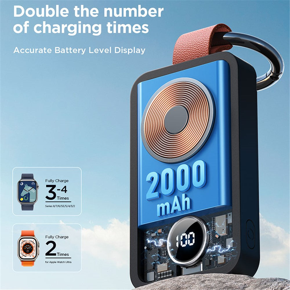 JOYROOM JR-WQW01 2000mAh Portable Wireless Watch Charger for Apple Watch Series 8 / 7 / 6 / 5 / 4 / 3 / 2 / SE,Ultra Power Bank Smart Keychain Charger
