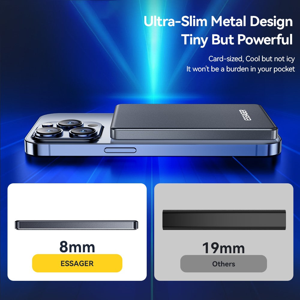 ESSAGER Magnetic Power Bank 5000mAh Ultra Slim Wireless Charging Battery Pack