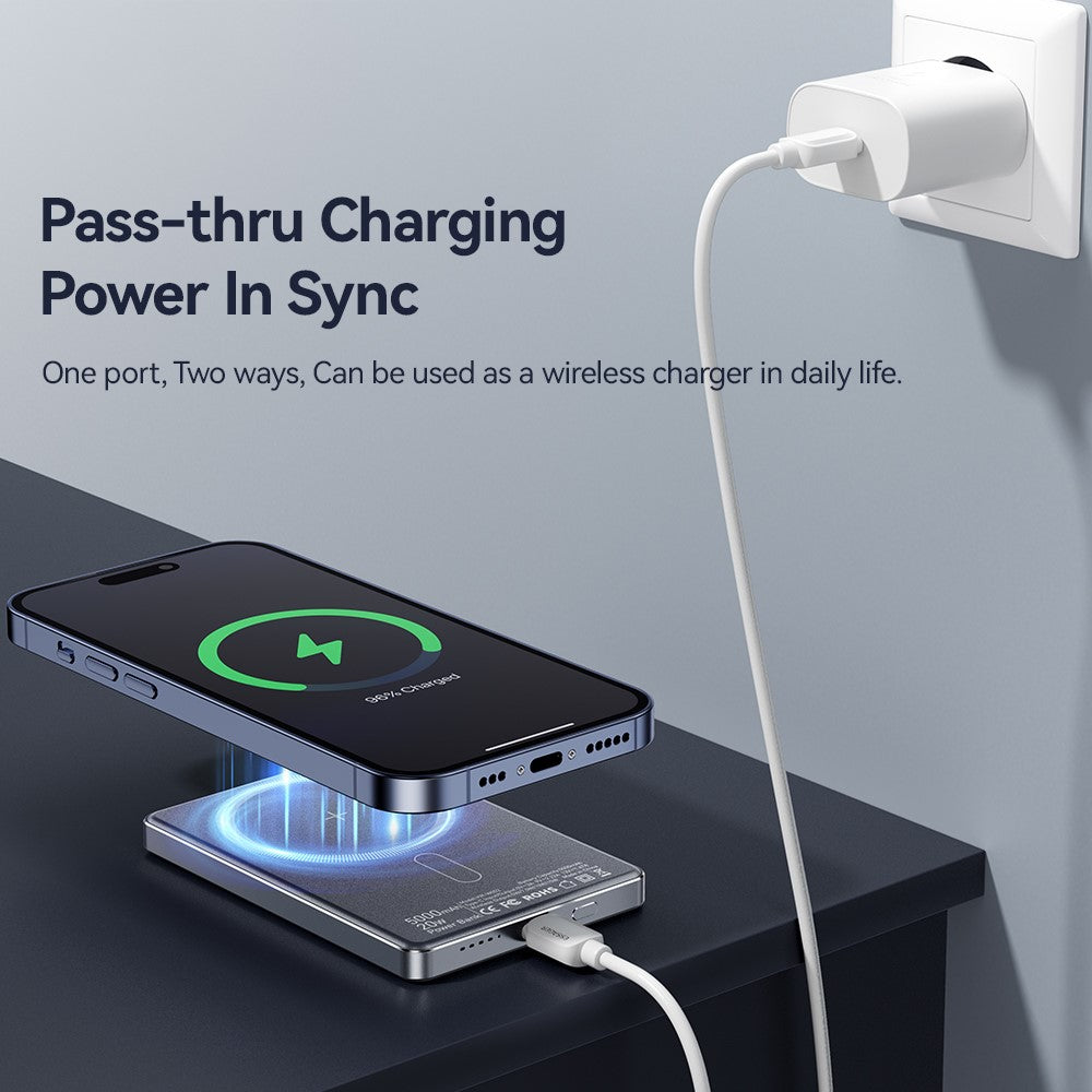 ESSAGER Magnetic Power Bank 5000mAh Ultra Slim Wireless Charging Battery Pack