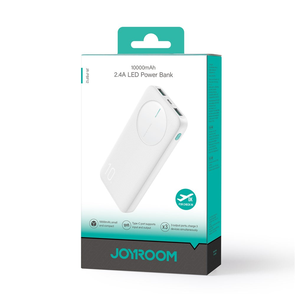JOYROOM JR-PBF12 10000mAh Power Bank Ultra-Thin Type-C Dual Way Charging Phone External Battery