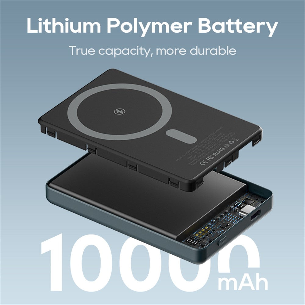 KUULAA KL-YD57 Magon Power Bank 10000mAh Magnetic Phone Wireless Charger Battery Pack