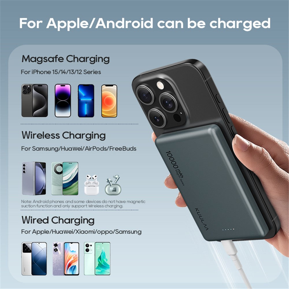 KUULAA KL-YD57 Magon Power Bank 10000mAh Magnetic Phone Wireless Charger Battery Pack