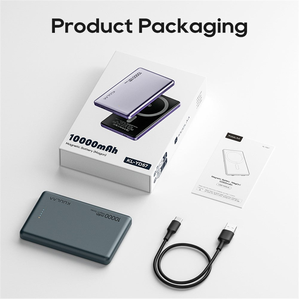 KUULAA KL-YD57 Magon Power Bank 10000mAh Magnetic Phone Wireless Charger Battery Pack