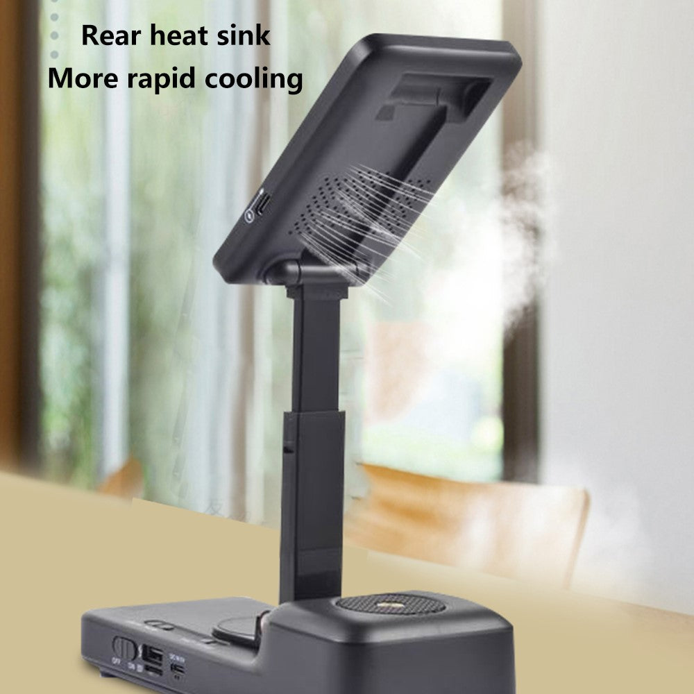 Wireless Charging Stand with Bluetooth Speaker – Adjustable Phone & Tablet Holder