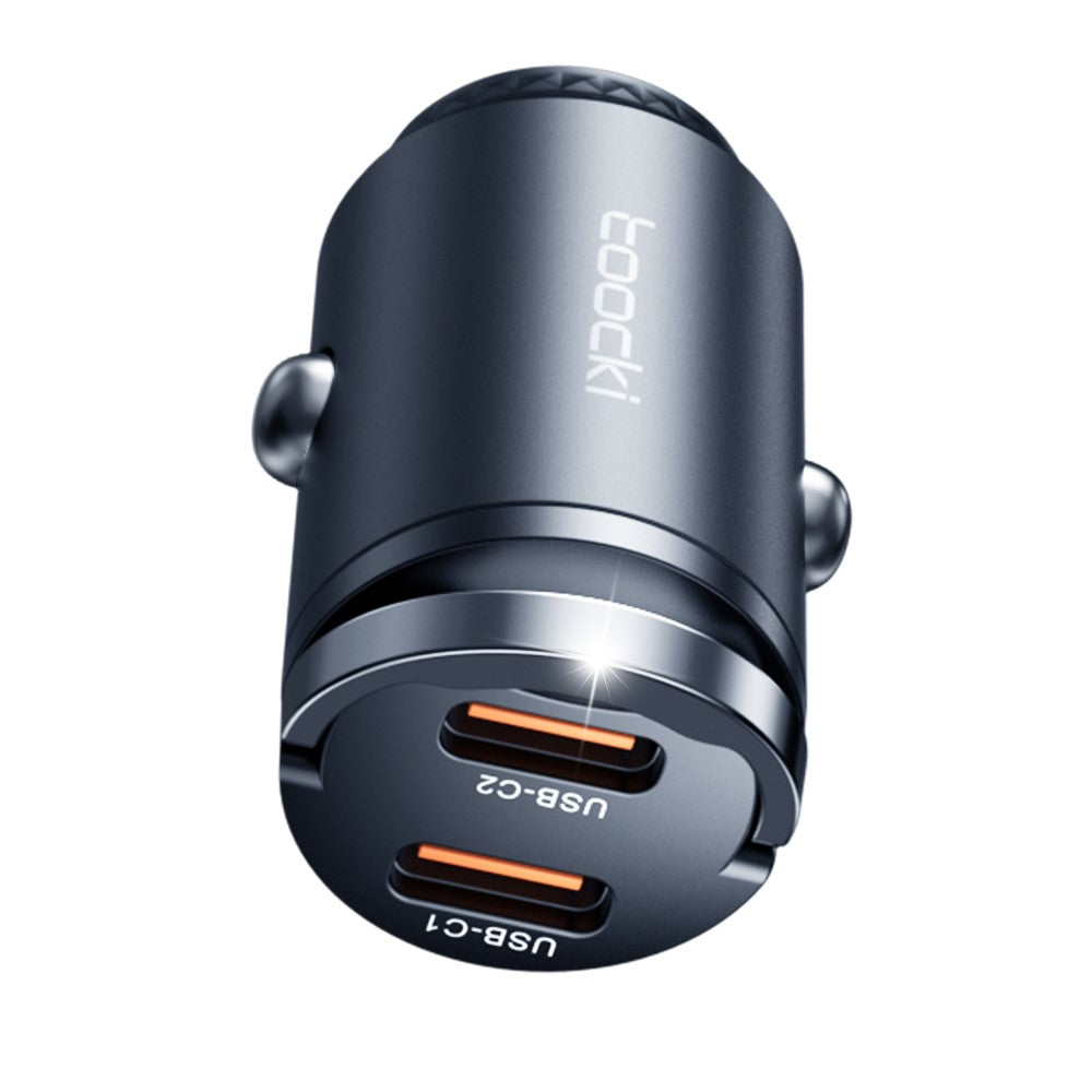 TOOCKI Dual USB-C Car Charger – 45W Fast Charging with Pull Ring