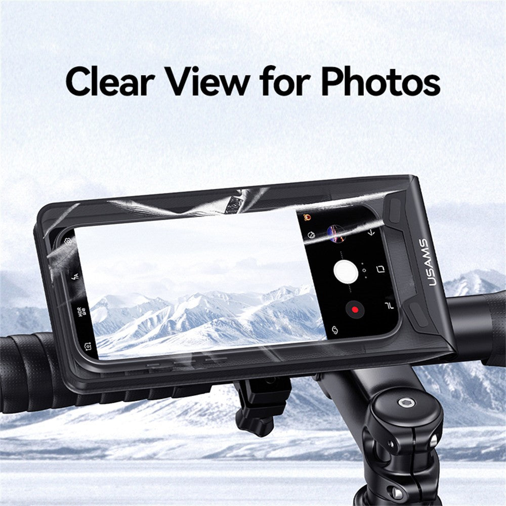USAMS ZJ083 Waterproof Cycling Phone Holder Bike Handlebar Mount Touch Screen Compatible Phone Pouch