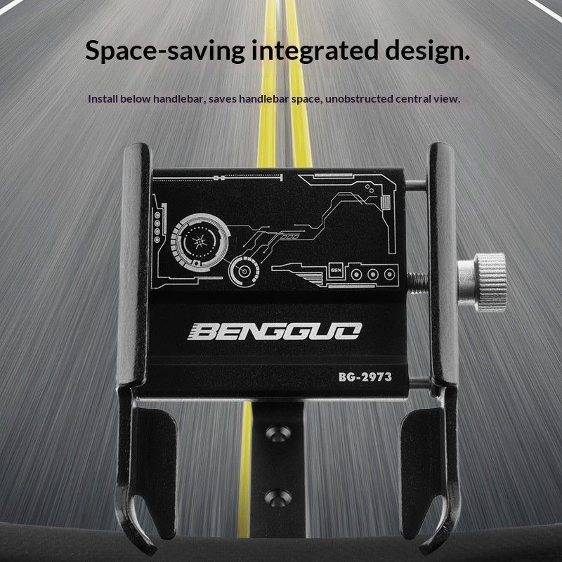 BENGGUO BG-2973 Road Bike Phone Holder Adjustable Aluminum Alloy Handlebar Mount, Black