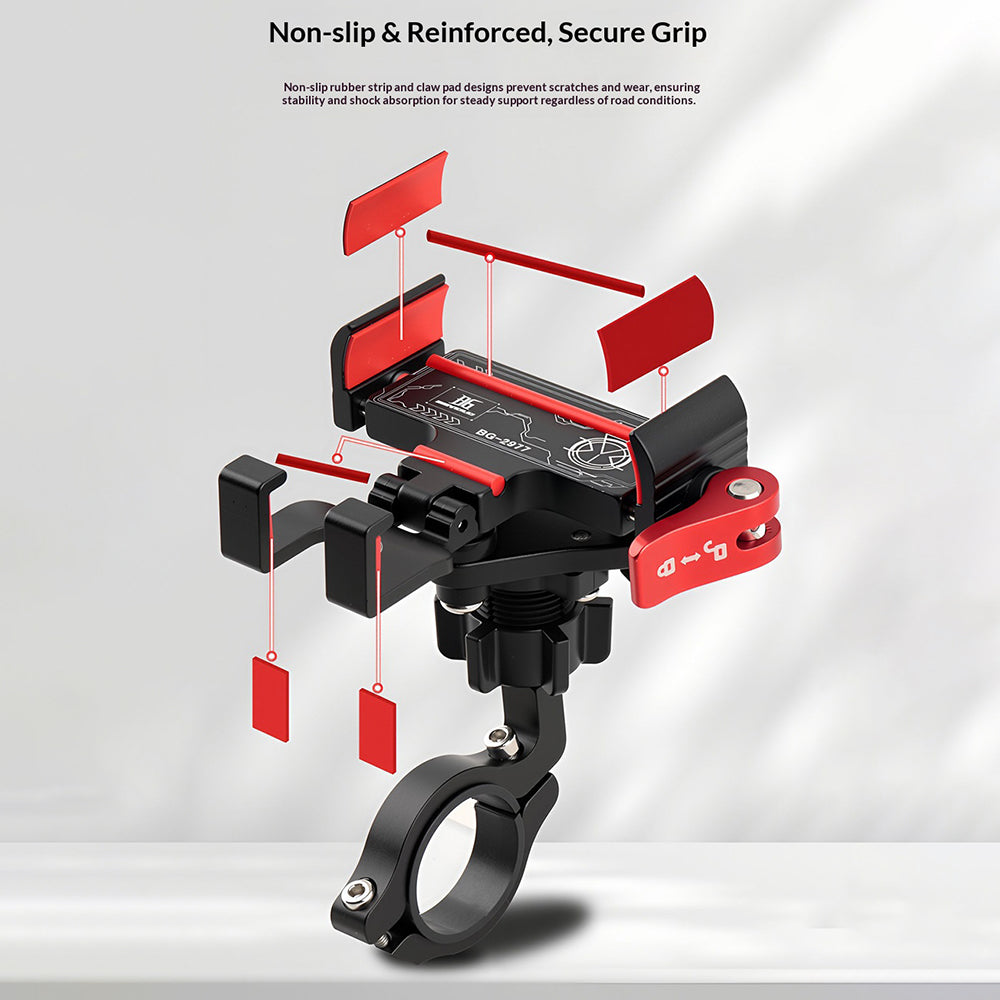 BENGGUO Bicycle Motorcycle Phone Mount 360-Degree Rotation Adjustable Handlebar Holder Aluminum Alloy Anti Shake